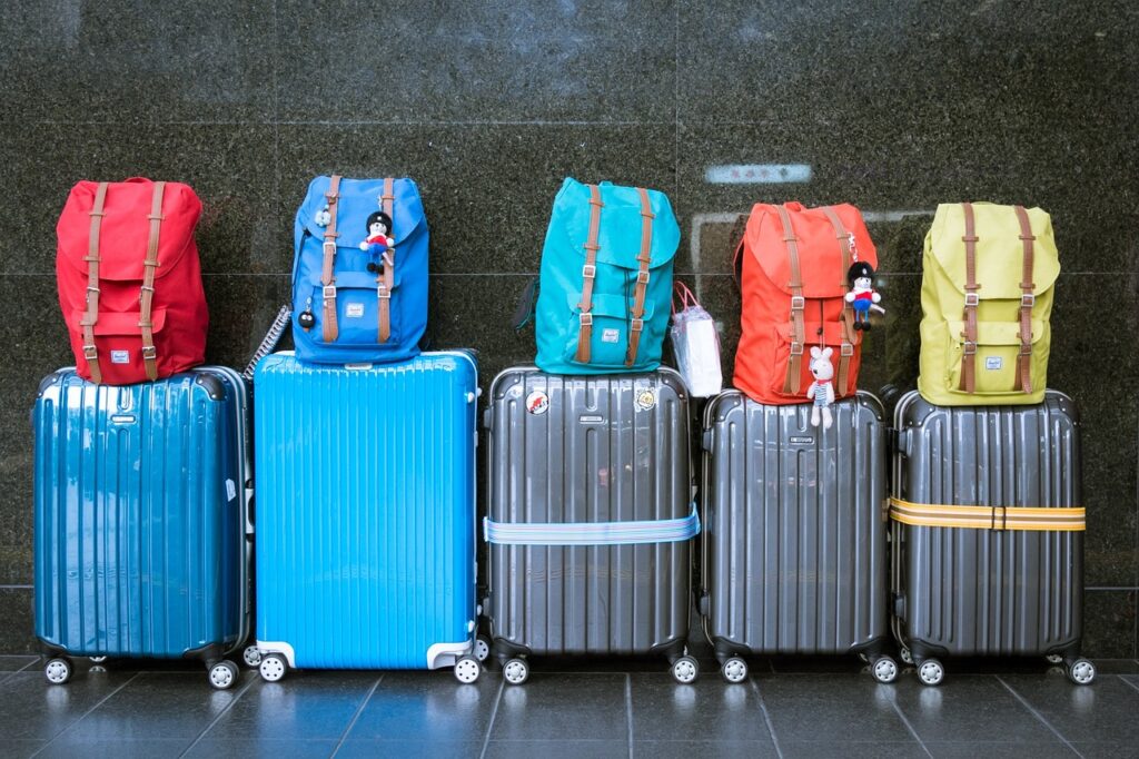 Packed suitcases for travel