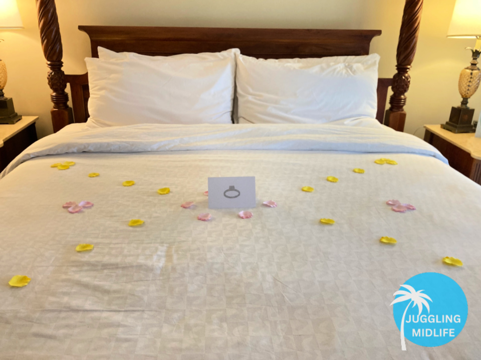 club sandals decorated bed for anniversary
