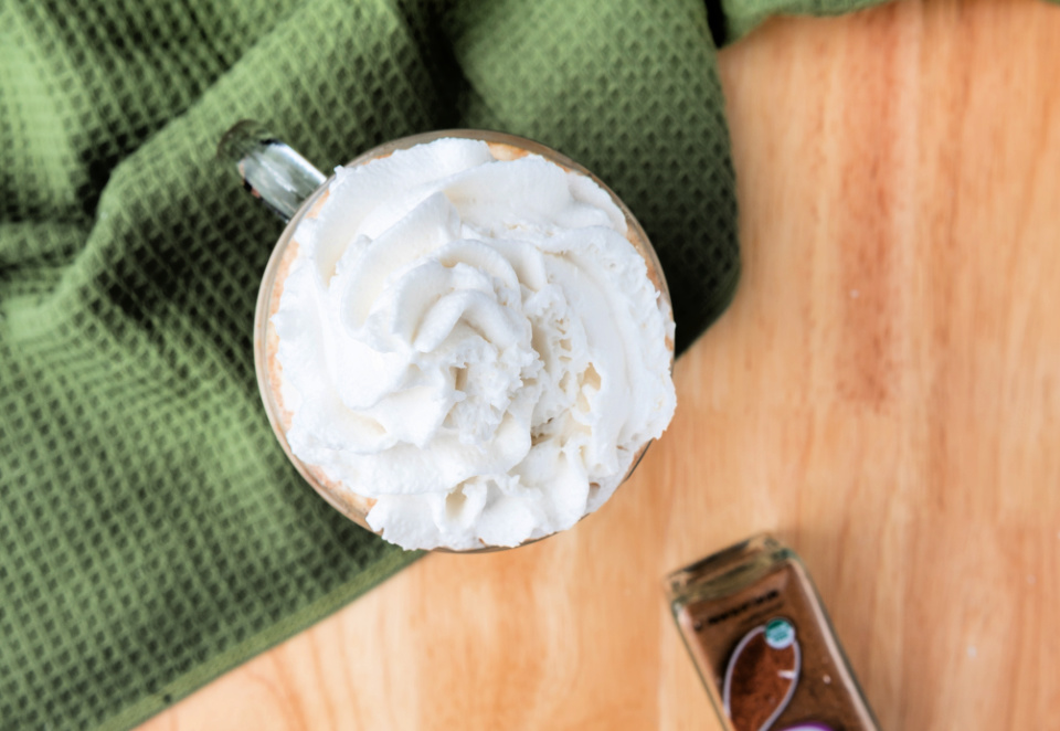 whipped cream pumpkin spice latte