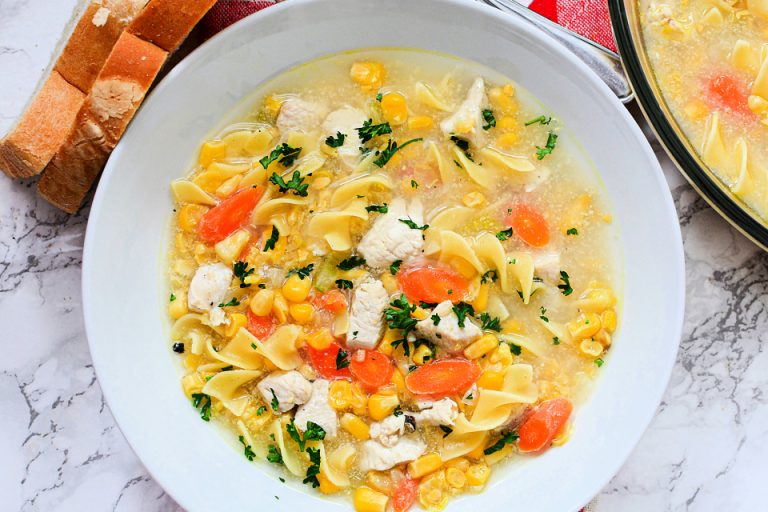 Easy Chicken Corn Noodle Soup For Busy Weeknights