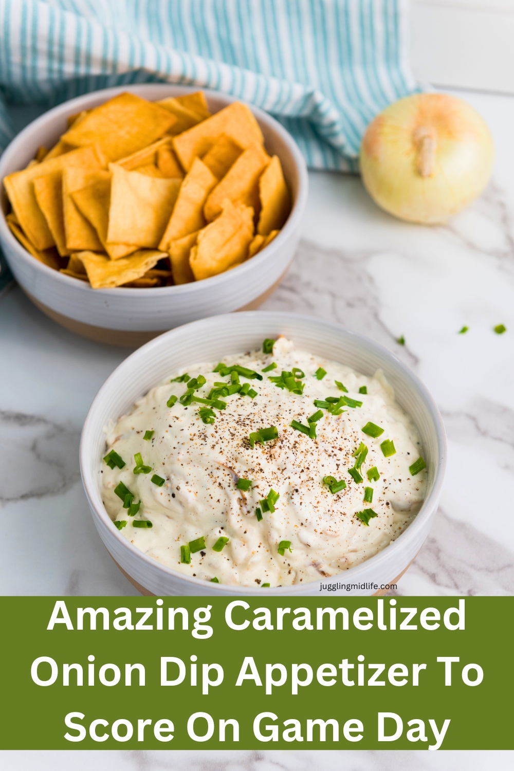 caramelized onion dip recipe appetizer big game day