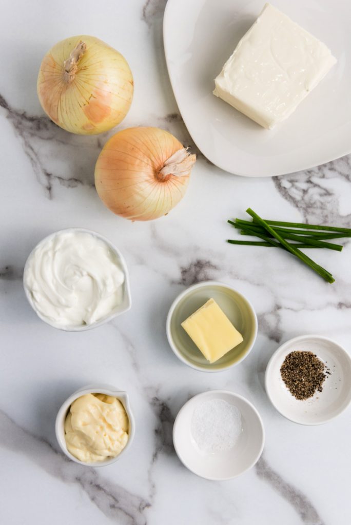 ingredients for caramelized onion dip