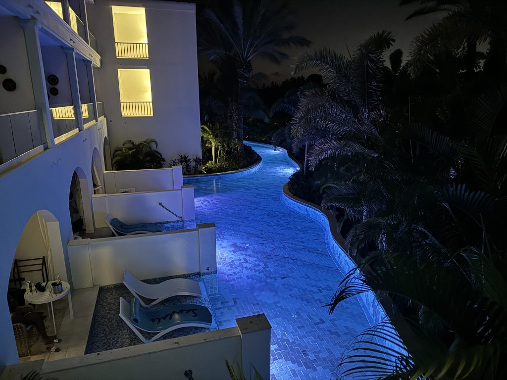 night view of the swim up