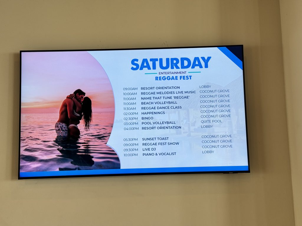 Saturday activities board